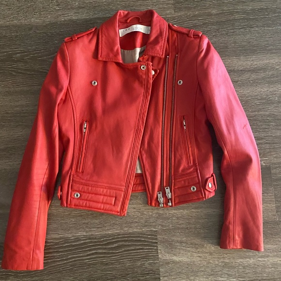 IRO red Luigaspe leather jacket - Picture 1 of 5